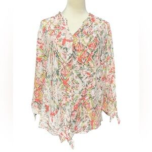 Allison Daley Vibrant Patterned Button-Down Shirt